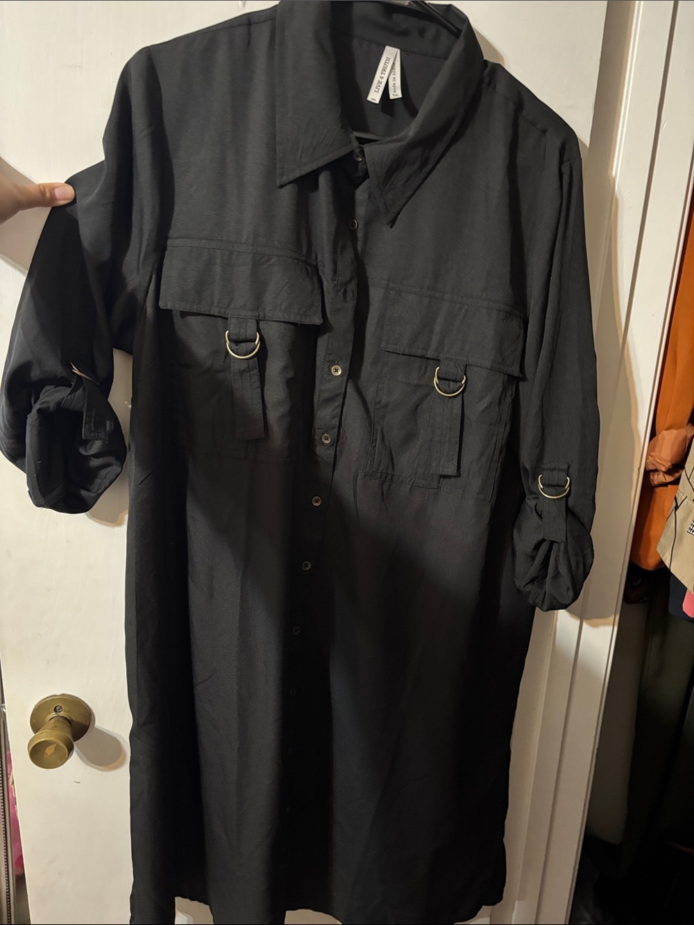 Women’s Sexy Black Utility Shirt dress